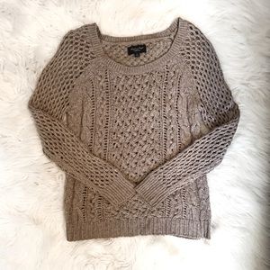 American Eagle 🦅 Tan / Brown Open Stitch Sweater